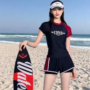 Black and red shorts and top